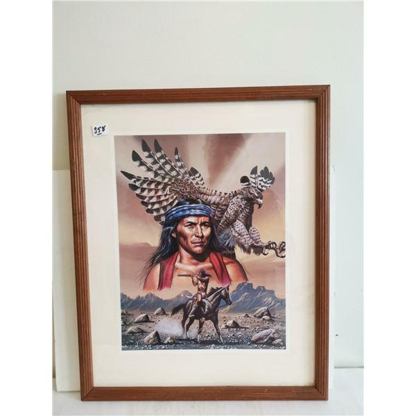 Vintage Native American “Spirit of the Great Hawk” Print 17x21”