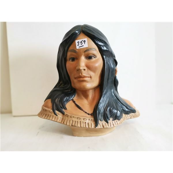 Vintage Native American Ceramic Woman Face 10” Tall