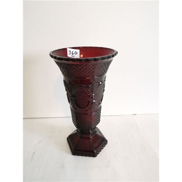 Vintage Avon Cape Cod Ruby Red Vase, 8” Tall