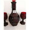 Image 2 : (4) Vintage Avon Ruby Red Glasses (4.5”) and Decanter (9.5”).