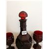 Image 3 : (4) Vintage Avon Ruby Red Glasses (4.5”) and Decanter (9.5”).