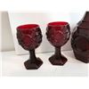 Image 4 : (4) Vintage Avon Ruby Red Glasses (4.5”) and Decanter (9.5”).