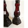 Image 3 : (2) Vintage Avon Ruby Red Candlestick Holders, 8.5”