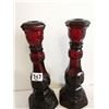 Image 4 : (2) Vintage Avon Ruby Red Candlestick Holders, 8.5”