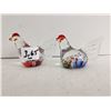 Image 1 : (2) Hand Blown Glass Chickens.  2” & 2.5” Tall