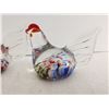 Image 2 : (2) Hand Blown Glass Chickens.  2” & 2.5” Tall