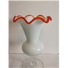 Image 4 : Fenton Milk Glass w/ Red Crest Footed Vase, 11”
