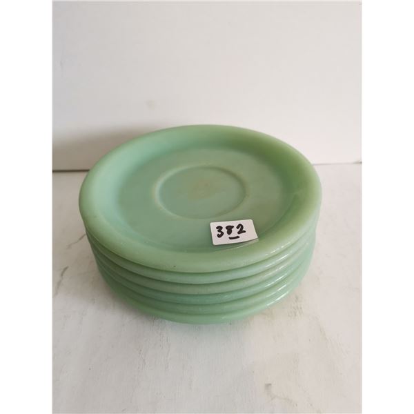 (6) Vintage FireKing Jadeite Green Glass 6” Saucers
