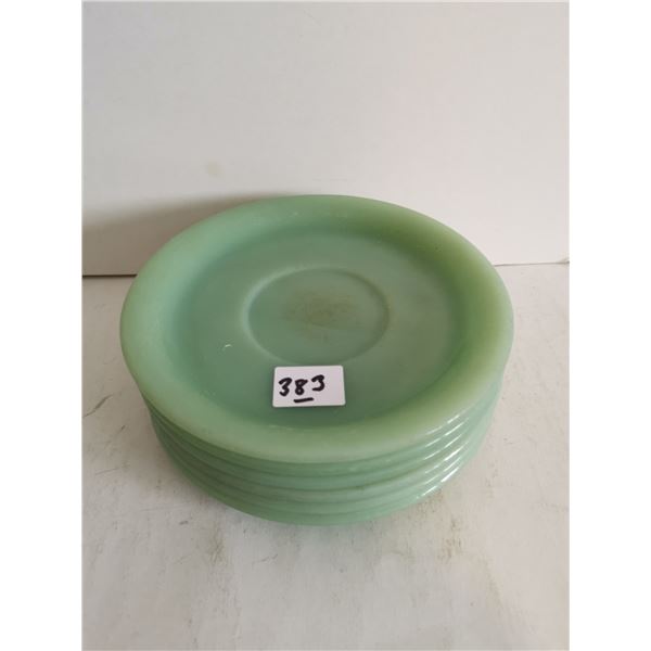 (6) Vintage FireKing Jadeite Green Glass 6” Saucers