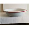 Image 2 : Vintage Enamelware Basin w/ Red Trim, 12.5”