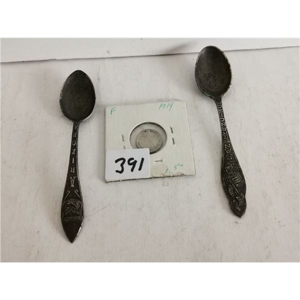 (2) Silver Spoons, 1914 Dime