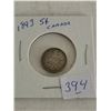 Image 1 : 1893 Canada Silver 5 Cent Coin