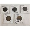 Image 1 : (5) Large Canada Pennies 1859, 1876, 1897, 1913, & 1919