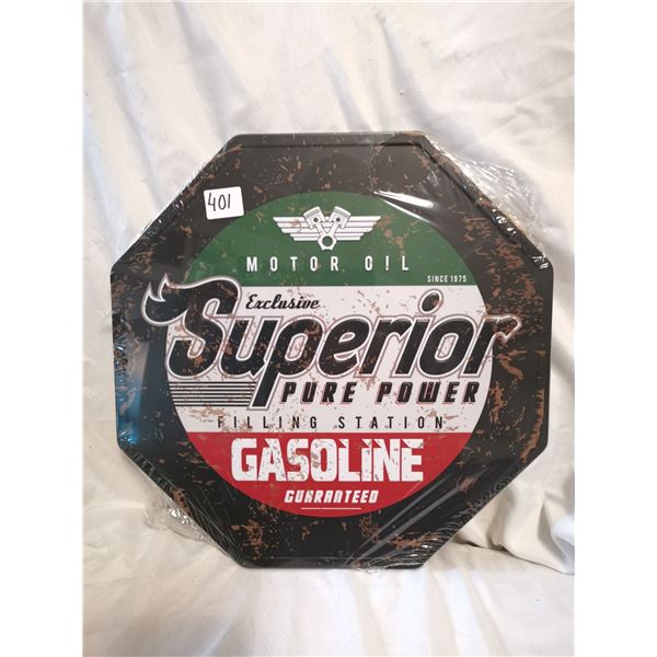 Superior Oil Tin Sign 12"