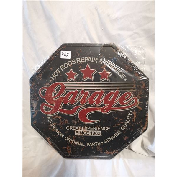 Hot Rod Garage Tin Sign 12"