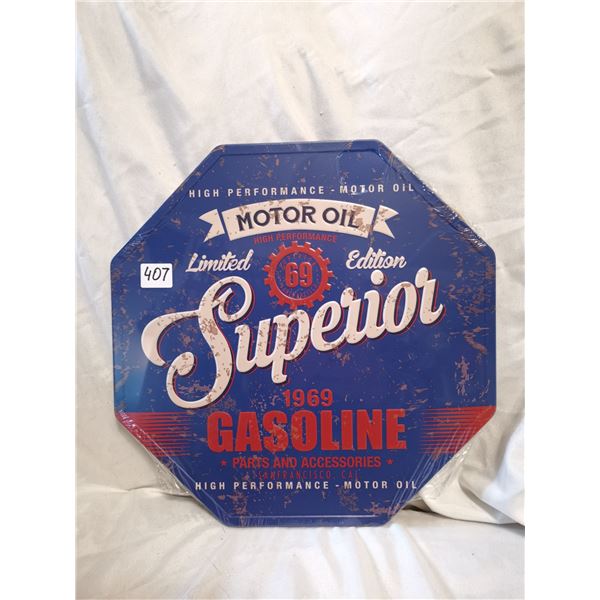 Superior Oil Gas Tin Sign 12"