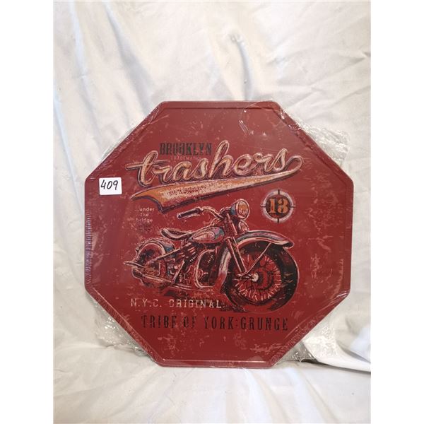 Brooklyn Trashers Motorcycle Tin Sign 12"