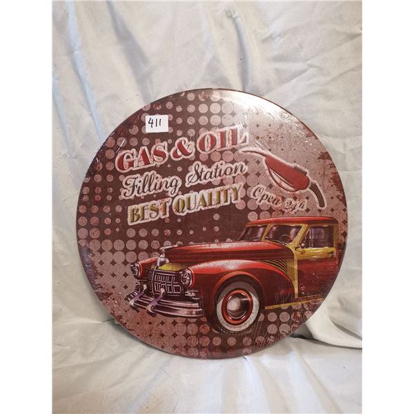 Gas Oil Filling Station Tin Sign 12"