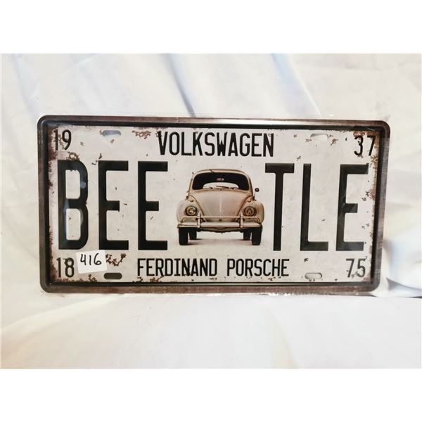 Volkswagen Beetle License Plate (Tin)