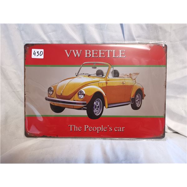 VW Beetle Tin Sign 12"x8"