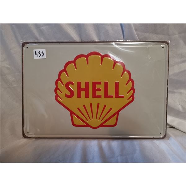 Shell Oil Embossed Tin Sign 12"x8"