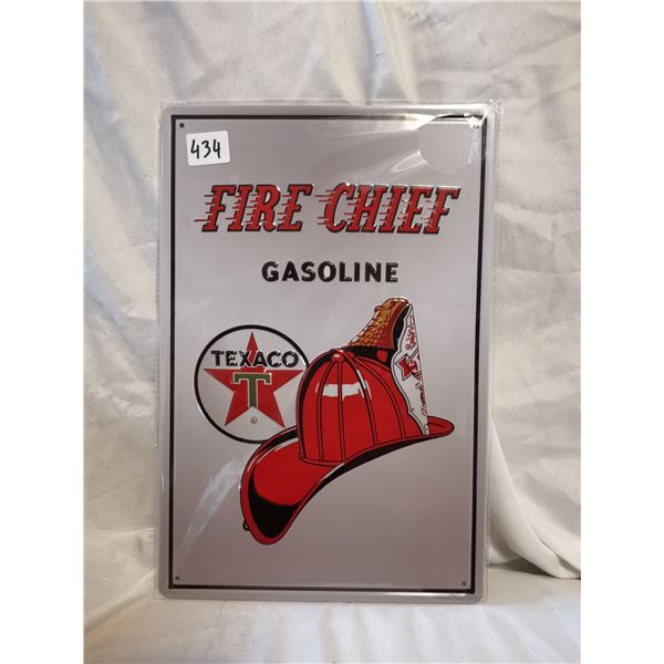 Texaco Oil Embossed Tin Sign 12"x8"