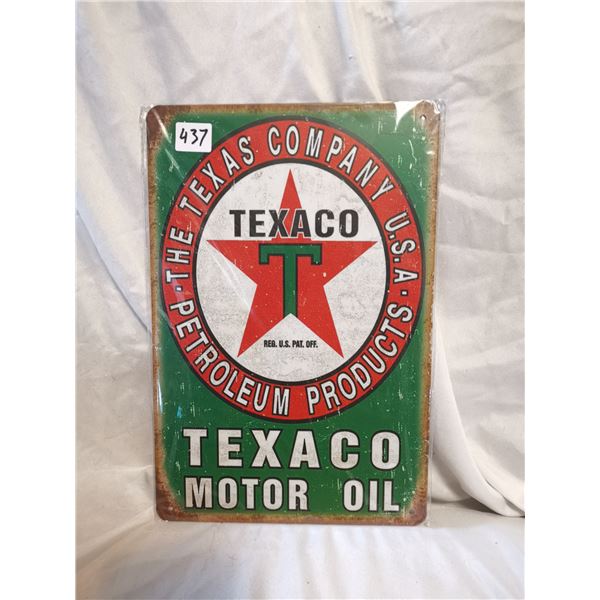 Texaco Motor Oil Tin Sign 12"x8"