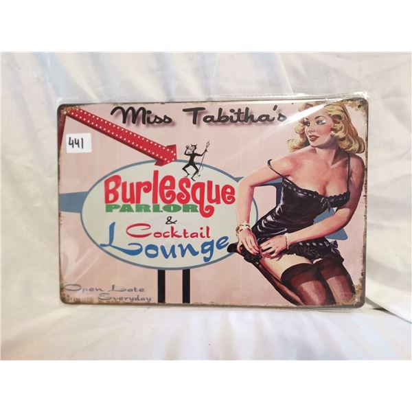 Burlesque Pin-Up Tin Sign 12"x8"