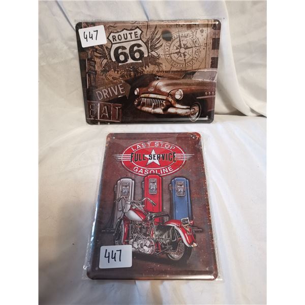 Route 66 and Full service Tin Sign 12"x8"