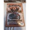 Image 2 : Two Motorcycle Tin Signs 12"x8"