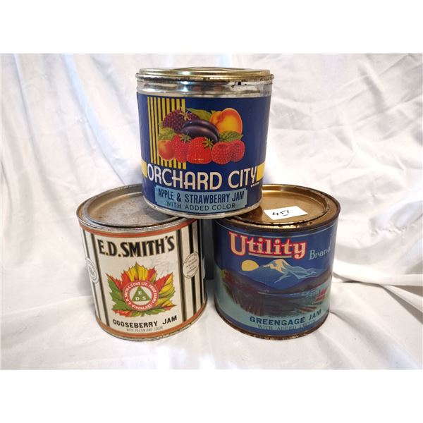 (3) Jam Tins (Smith, Utility, and Orchard)
