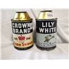 Image 1 : Crown Brand and Lily White Syrup Cone Tin Cans