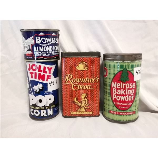 (4) Old Cans (Corn, Cocoa, Almond, Powder)