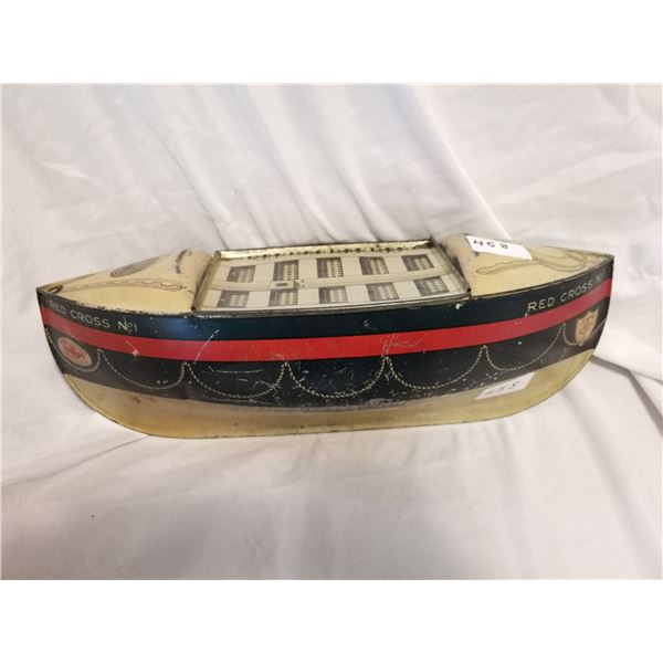 Antique Ship Shape Cookie Tin Can