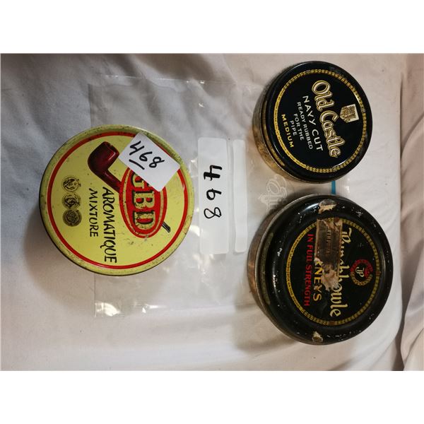 (3) Old Round Tobacco Tin Cans