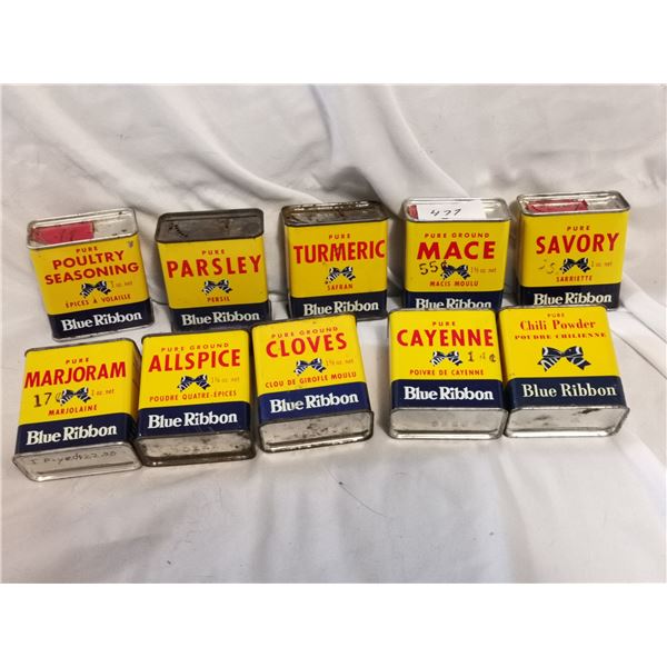 (10) Blue Ribbon Spice Containers