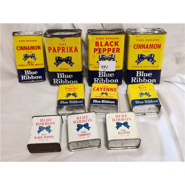 (10) Blue Ribbon Spice Containers