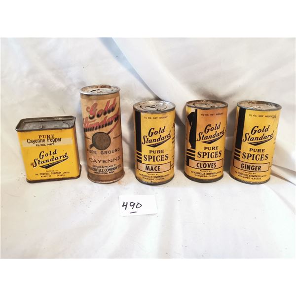 (5) Gold Standard Spice Containers