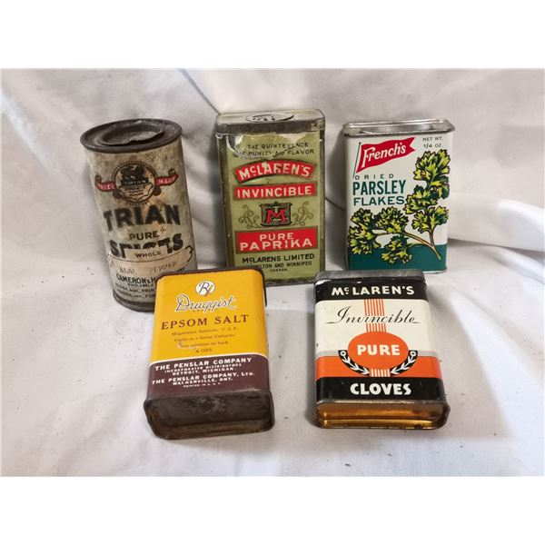 (5) Mixed Lot of Spice Containers