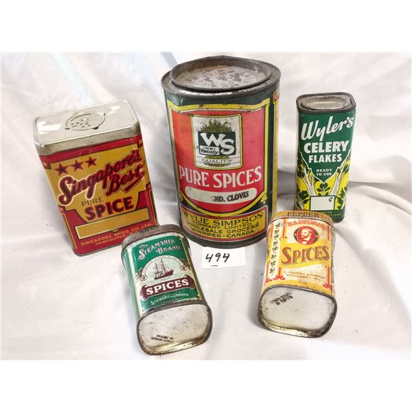 (5) Mixed Lot of Spice Containers