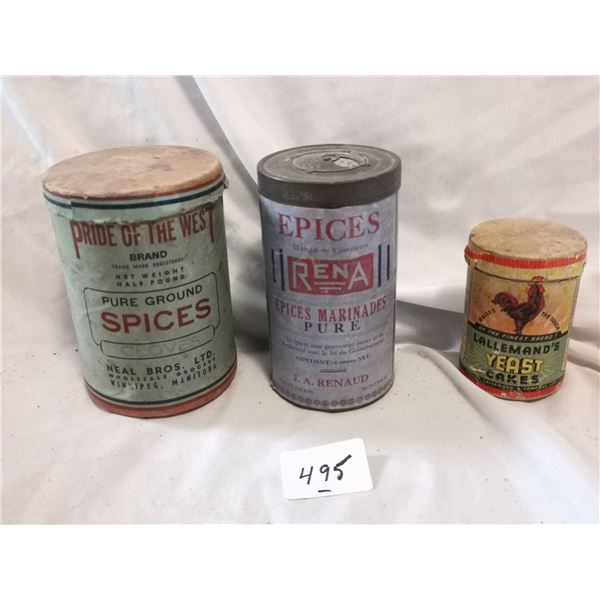 (3) Old Cardboard Spice Containers