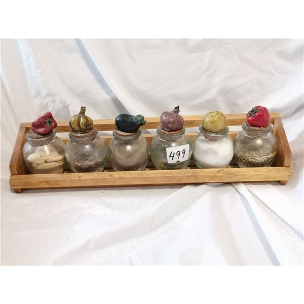 (6) Glass Spice Holders on Stand