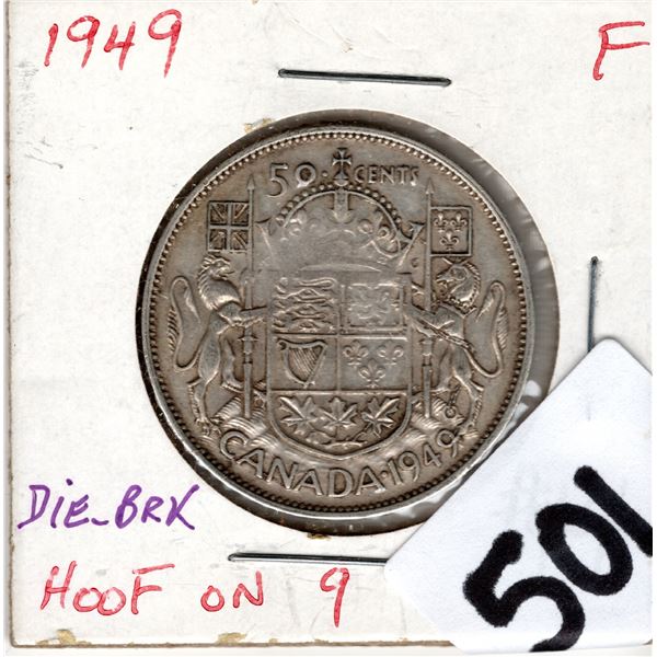 1949 FITY CENT SCARCE HOOF ON 9 VARIETY