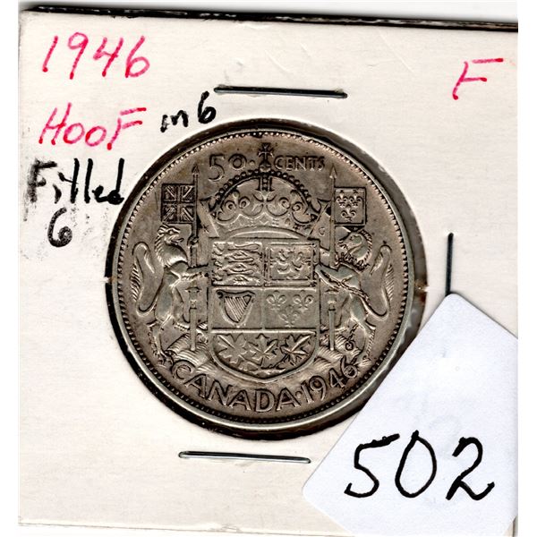1946 FIFTY CENT VERY SCARCE HOOF IN NEARLY FILLED 6