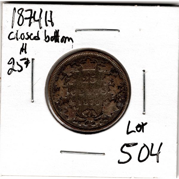 18747H CLOSED BOTTOM H TWENTY-FIVE CENT