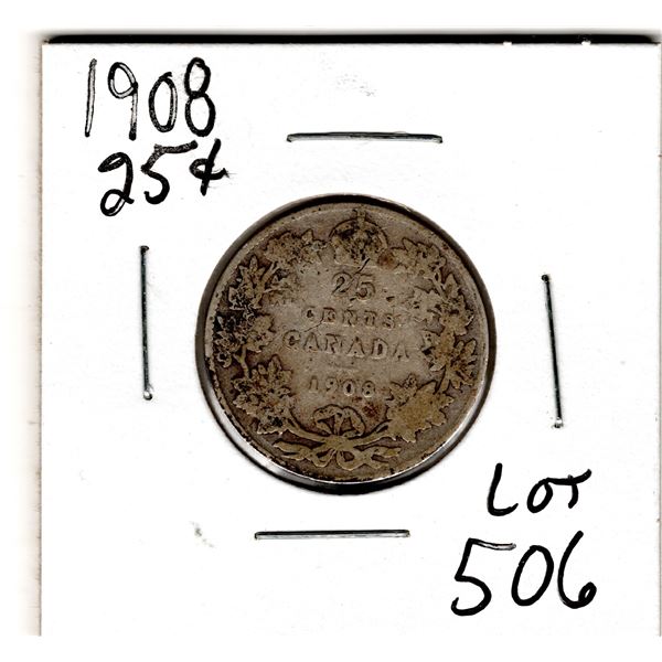 1908 TWENTY-FIVE CENT