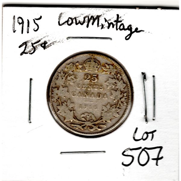 1915 TWENTY-FIVE CENT SCARCE LOW MINTAGE