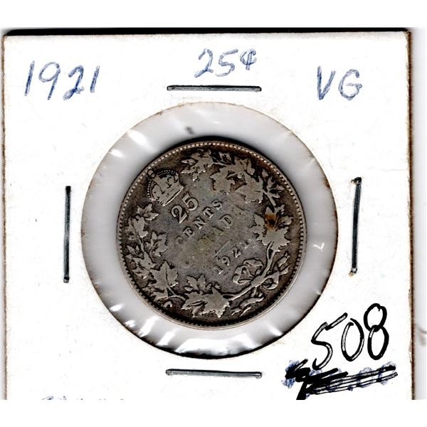 1921 TWENTY-FIVE CENT SCARCE LOW MINTAGE