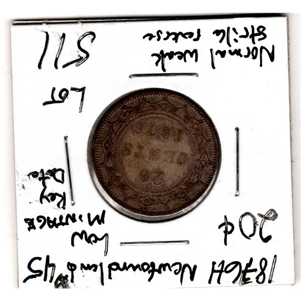 1876H NFLD TWENTY CENT PIECE KEY DATE