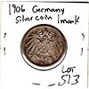 Image 2 : 1906 GERMAN ONE MARK SILVER COIN